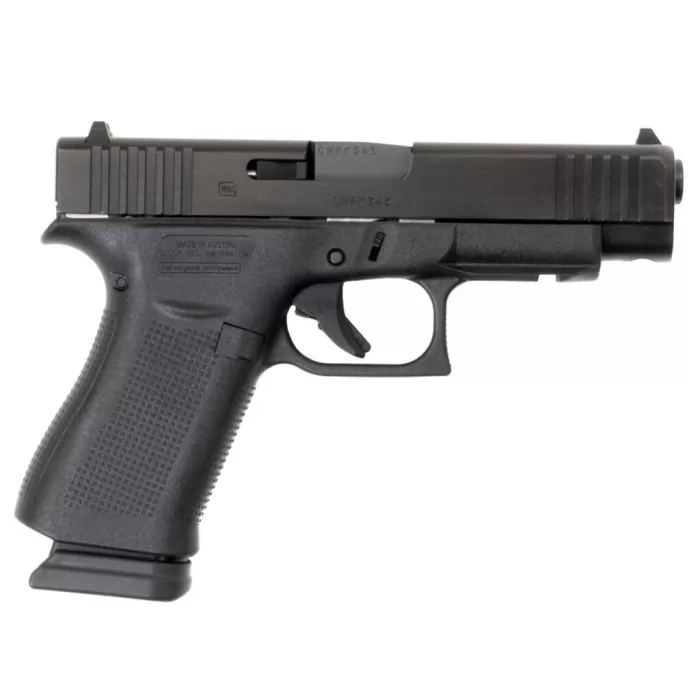 Glock PA4850203FR G48 Slim Compact 9mm Luger 15+1 4.17" Black GMB Barrel, Black nDLC Optic Ready/Serrated Steel Slide, Black Polymer Frame w/Beavertail & Front Rail, Black Textured Polymer Grip, Righ Glock PA4850203FR G48 Slim Compact 9mm Luger 15+1 4.17" Black GMB Barrel, Black nDLC Optic Ready/Serrated Steel Slide, Black Polymer Frame w/Beavertail & Front Rail, Black Textured Polymer Grip, Righ