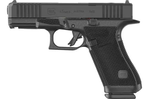 Glock U64550203 G45 Gen6 Crossover Frame 9mm Luger 17+1 4.02" Black GMB Barrel, Black nDLC Steel Optic Ready/Serrated Slide, Black Polymer Frame w/Accessory Rail, Interchangeable Backstrap Grip, Ambid