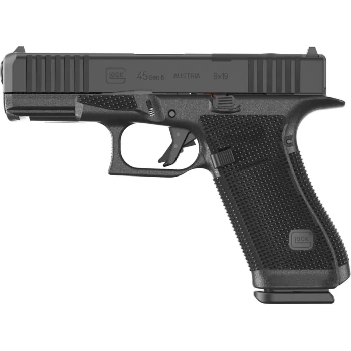 Glock U64550203 G45 Gen6 Crossover Frame 9mm Luger 17+1 4.02" Black GMB Barrel, Black nDLC Steel Optic Ready/Serrated Slide, Black Polymer Frame w/Accessory Rail, Interchangeable Backstrap Grip, Ambid Glock U64550203 G45 Gen6 Crossover Frame 9mm Luger 17+1 4.02" Black GMB Barrel, Black nDLC Steel Optic Ready/Serrated Slide, Black Polymer Frame w/Accessory Rail, Interchangeable Backstrap Grip, Ambid