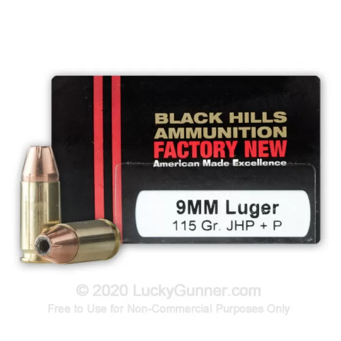 9mm - +P 115 Grain JHP - Black Hills - 20 Rounds 9mm - +P 115 Grain JHP - Black Hills - 20 Rounds