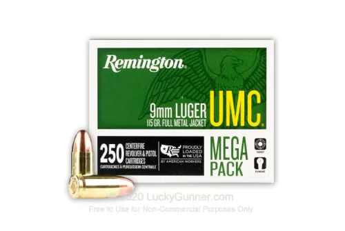 9mm - 115 Grain MC - Remington UMC - 1000 Rounds