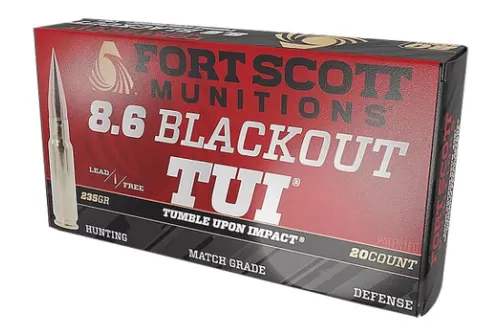 Fort Scott Munitions 86BLK235SCV1 Tumble Upon Impact (TUI)  8.6 Blackout 235 gr 20 Per Box/ 10 Cs