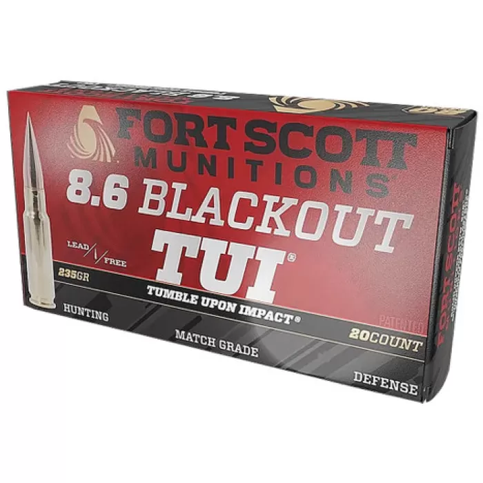 Fort Scott Munitions 86BLK235SCV1 Tumble Upon Impact (TUI)  8.6 Blackout 235 gr 20 Per Box/ 10 Cs