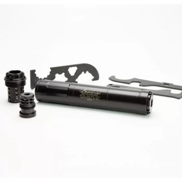 Griffin Armament Bushwhacker 46 NFA Pistol Suppressor Black Cerakote 7.75 Inch, 9mm Caliber, Griffin Taper Mount system, 17-4 Stainless Steel