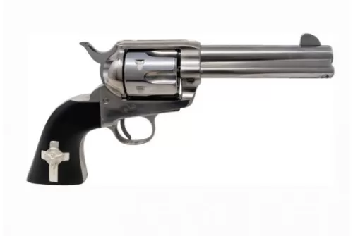 Cimarron Holy Smoker 45lc Fs 4.75" White/silver Cross Black