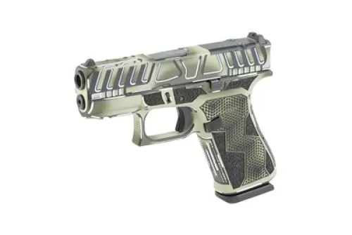 Glock 43X MOS, 9mm, 3.41" Ported Barrel, Olive Drab Green Anime Cerakote by Shark Coast Tactical, Fixed Sights, 2x10rd Mags
