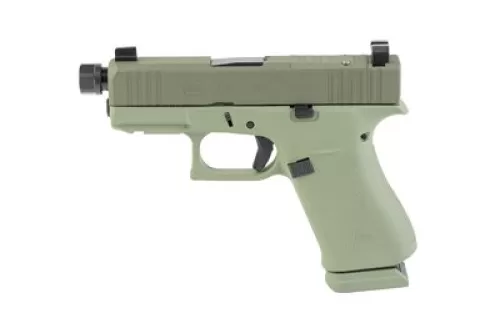 Glock 43X, 9mm, 3.92" Threaded Barrel, Two-Tone Green Cerakote by Shark Coast Tactical, Suppressor Height Sights, 2x15rd Mags