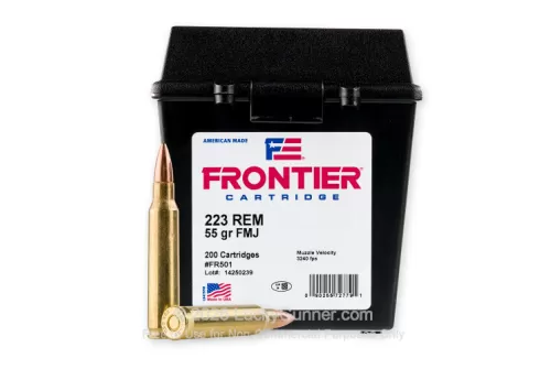 Hornady Frontier Rifle Ammunition .223 Rem 55gr FMJ 1282 fps 200/ct (Ammo Can)