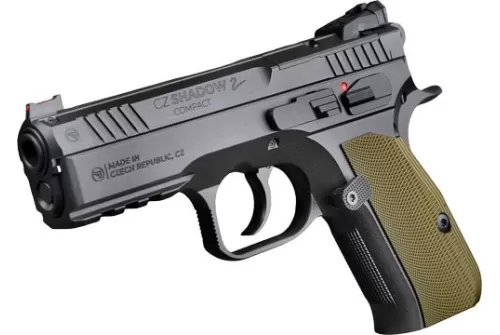 CZ Custom Shadow 2 Compact 9mm, 4" Barrel, Optic Ready, 15 rnd - Black/Green [MPN:996230]