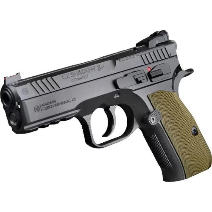 CZ Custom Shadow 2 Compact 9mm, 4" Barrel, Optic Ready, 15 rnd - Black/Green [MPN:996230]