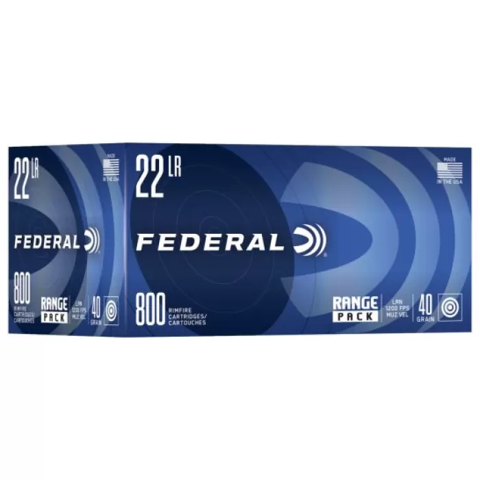 Federal Range Pack 40gr HV LRN .22 Long Rifle Ammunition 800 Rounds - 729B800