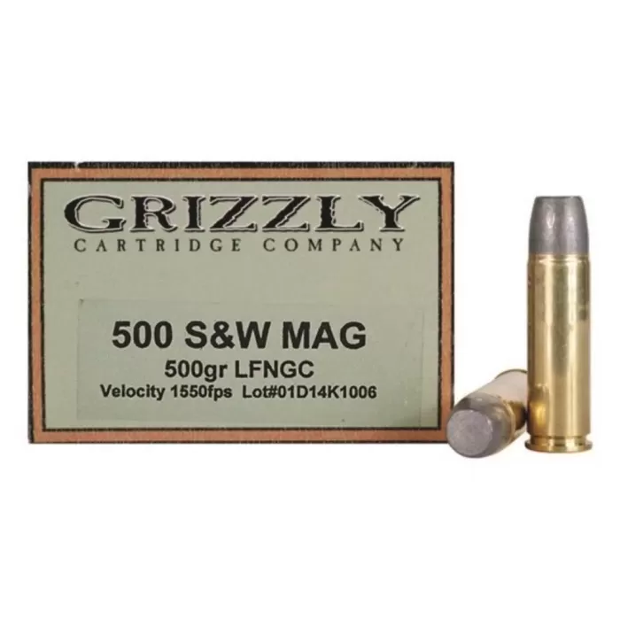 Grizzly Ammunition .500 Smith & Wesson Magnum 500 Grain Handgun Ammo Grizzly Ammunition .500 Smith & Wesson Magnum 500 Grain Handgun Ammo