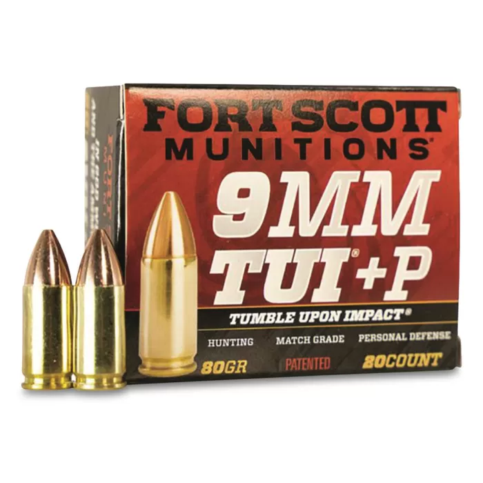 Fort Scott Munitions 9mm Luger +P 80 Grain SCS Solid Copper Spun Brass Cased Rifle Ammo, 20 Rounds, 9MM+P-080-SCV Fort Scott Munitions 9mm Luger +P 80 Grain SCS Solid Copper Spun Brass Cased Rifle Ammo, 20 Rounds, 9MM+P-080-SCV