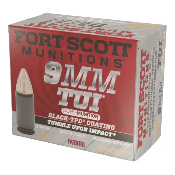 Fort Scott Tumble Upon Impact TPB-9 Sub-Munition Subsonic, 9mm, SCS, 125 Grain, 20 Rounds Fort Scott Tumble Upon Impact TPB-9 Sub-Munition Subsonic, 9mm, SCS, 125 Grain, 20 Rounds