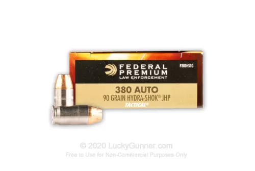 Federal Premium Hydra-Shok .380 ACP 90 Grain JHP