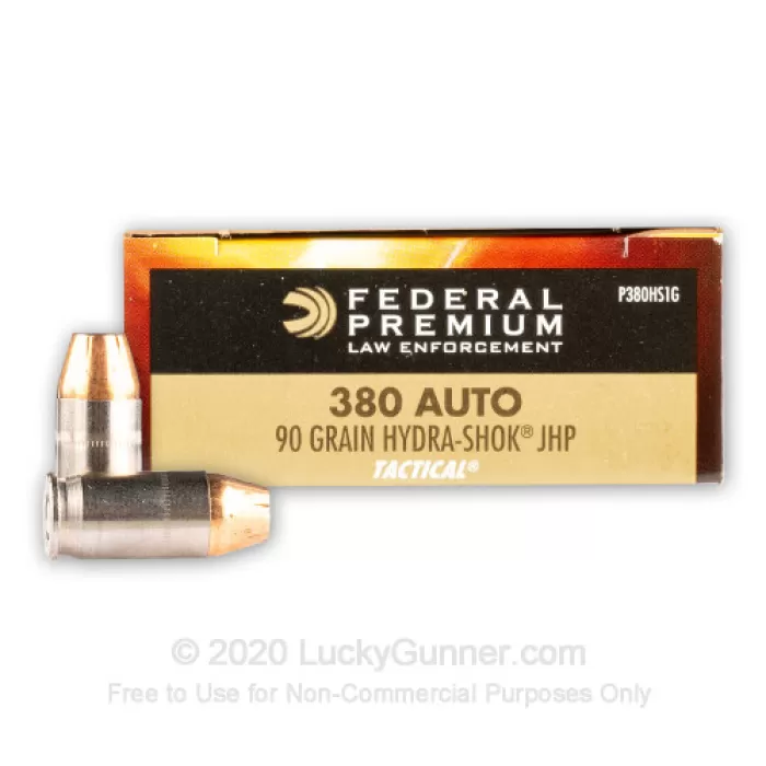 Federal Premium Hydra-Shok .380 ACP 90 Grain JHP Federal Premium Hydra-Shok .380 ACP 90 Grain JHP