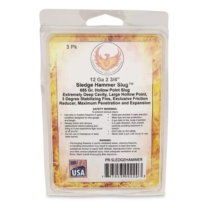 Phoenix Rising Sledge Hammer Hollow Point Slug, 12 Gauge, 2 3/4