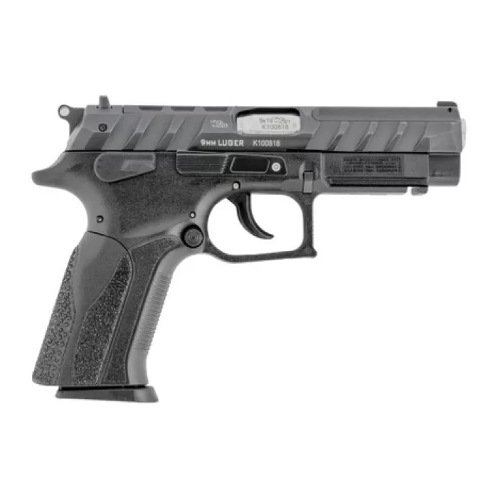 Grand Power 8588005808644 K100 Mk23 9mm Luger 15+1 4.25" Stainless Rotating Barrel, Black Optic Ready/Serrated Slide, Black Frame w/Accessory Rail, Textured Grip