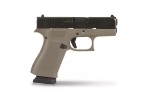 Glock 43X 9mm, 3.6 Barrel, Front Serrations, Battlefield Green Frame, Black Slide, 15+1 Rounds