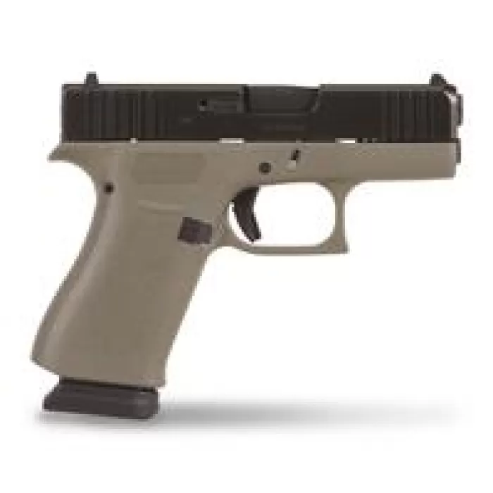 Glock 43X 9mm, 3.6 Barrel, Front Serrations, Battlefield Green Frame, Black Slide, 15+1 Rounds Glock 43X 9mm, 3.6 Barrel, Front Serrations, Battlefield Green Frame, Black Slide, 15+1 Rounds