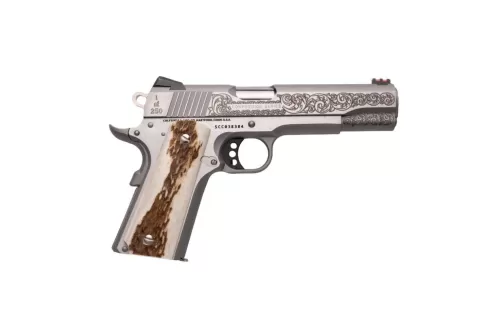 Colt Competition 1911 Competition Government Engraved with Stag Grips .45 ACP Bright Stainless Pistol