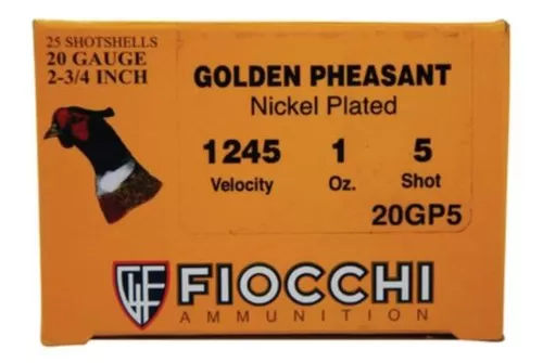 Fiocchi Golden Pheasant 20 Ga, 2.75", 1oz, 1245 FPS, 5 Shot, 25rd/Box