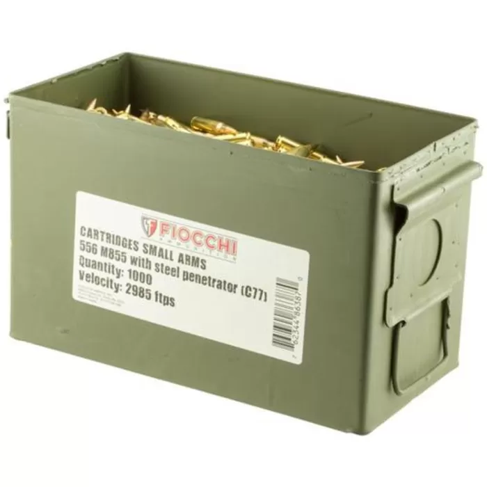 Fiocchi Canned Heat 223 Remington/5.56 NATO 62gr, Full Metal Jacket 1000 Rounds