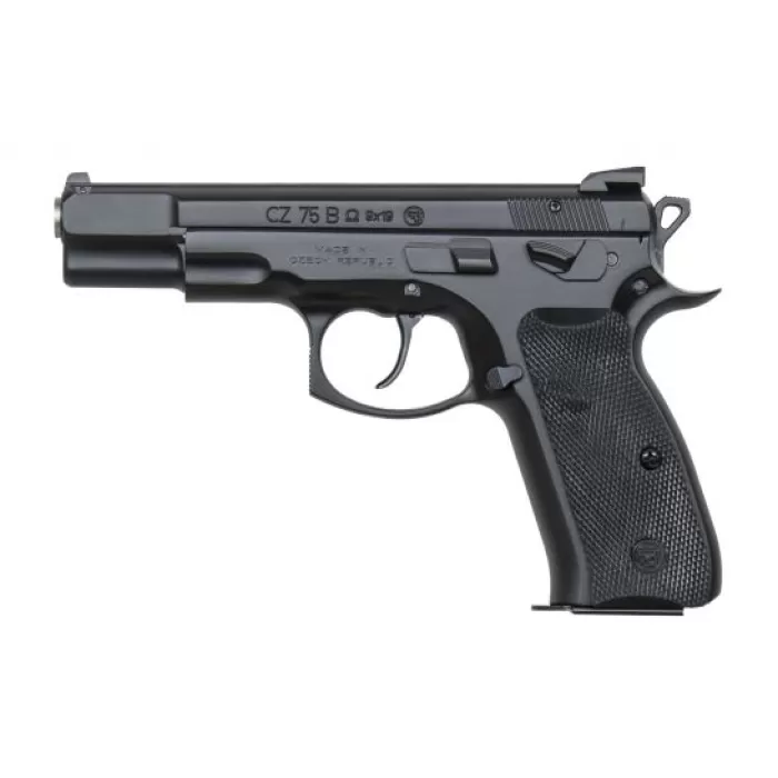 CZ 75 B Omega Convertible 9mm, 4.6" Barrel, Overall Black with Inside Railed Steel Slide, Polymer Grip, 10rd CZ 75 B Omega Convertible 9mm, 4.6" Barrel, Overall Black with Inside Railed Steel Slide, Polymer Grip, 10rd