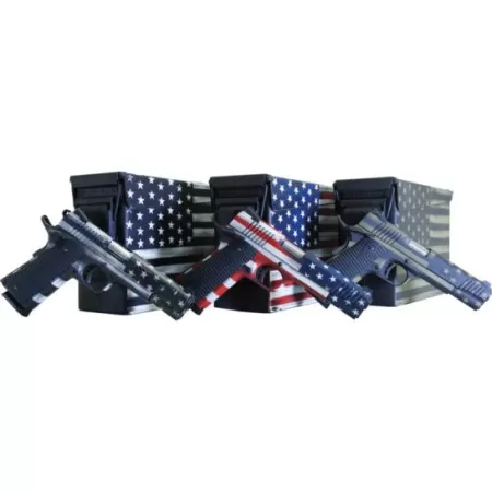 Citadel M-1911 with Ammo Can 45 ACP, 5" Barrel, Black G10 Grip American Flag, Battleworn Gray Cerakote Slide, 8rd