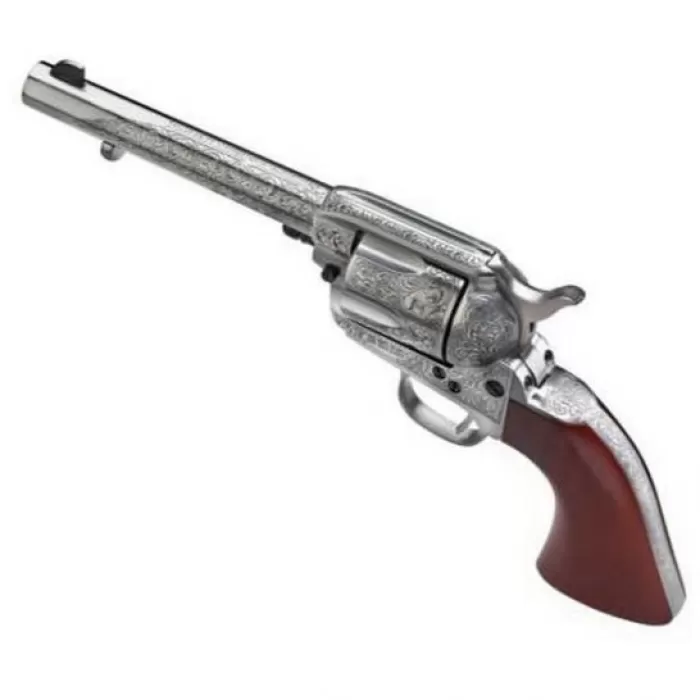 Taylors & Company 1873 Cattleman Floral Laser-Engraved 5.5" .357 Mag Revolver, White Heat Treated Steel - 713AWE