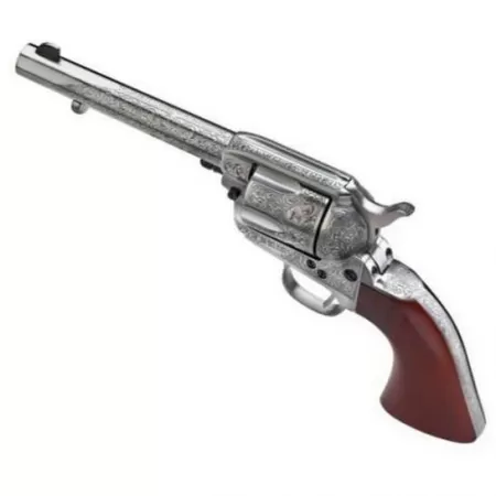 Taylors & Company 1873 Cattleman Floral Laser-Engraved 5.5" .45 LC Revolver, White Heat Treated Steel - 711AWE