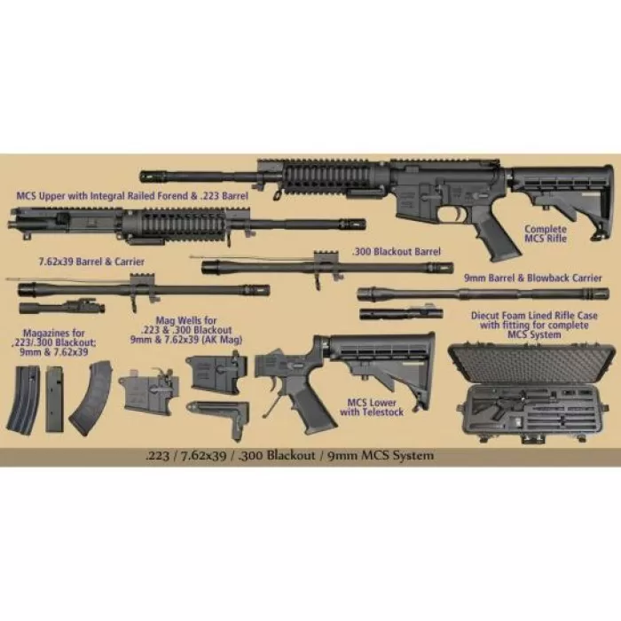 Windham Weaponry Rmcs-4 Rifle Kit 223 Rem,300 Bo,7.62X39mm,9Mm Semi-Auto 16.20" Black Hardcoat Anodized 6 Position