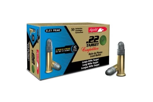 Aguila 1B222500 Target Competition 22 LR 40 gr Lead Solid Point 50 Bx/20 Cs