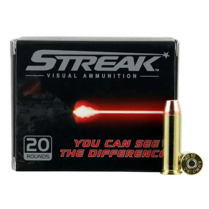 Ammo, Inc. STREAK .38 Special 125 grain Total Metal Jacket Brass Cased Centerfire Pistol Ammo, 20 Rounds, 38125TMC-STRK-RED Ammo, Inc. STREAK .38 Special 125 grain Total Metal Jacket Brass Cased Centerfire Pistol Ammo, 20 Rounds, 38125TMC-STRK-RED