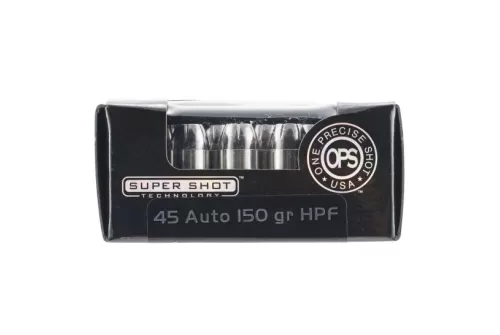 Ammo Inc OPS (One Precise Shot) 150 gr Hollow Point Frangible .45 ACP Ammo, 20/box - 45150HPF