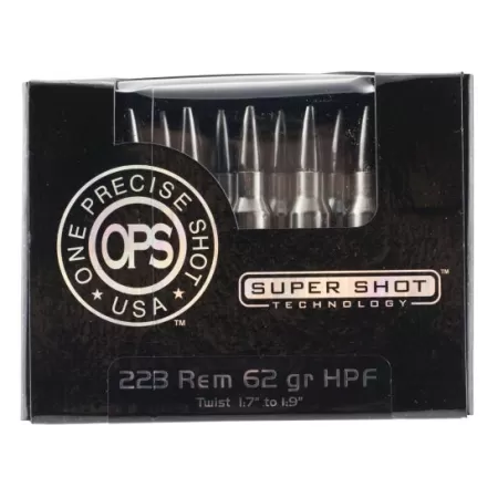 Ammo Inc OPS (One Precise Shot) 62 gr Hollow Point .223 Rem/5.56 Ammo, 20/box - 223062HPF