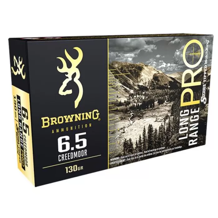 Browning Long Range Pro 130 gr Sierra Tipped MatchKing BTPT 6.5 Crd Ammo, 20/box - B192500651 Browning Long Range Pro 130 gr Sierra Tipped MatchKing BTPT 6.5 Crd Ammo, 20/box - B192500651