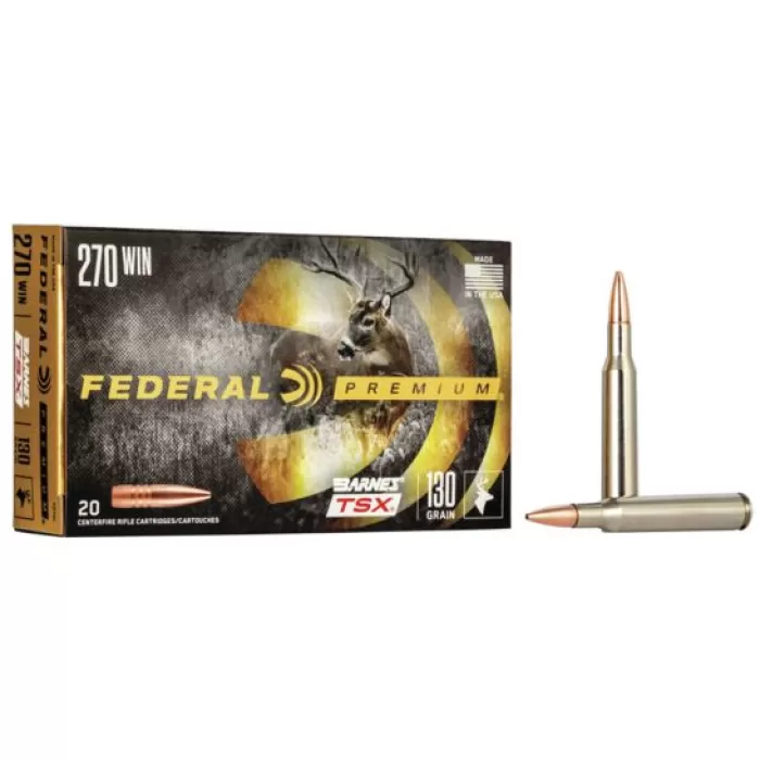 Federal Premium Rifle Ammo 270 Win Brass 20-Rounds 130-Grain 20-Rounds TSX