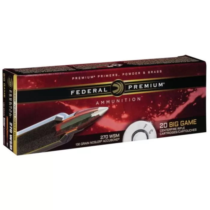 Federal Premium 130 gr Nosler AccuBond .270 WSM Ammo, 20/box - P270WSMA1