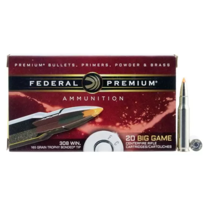 Federal Premium 165 gr Trophy Bonded Tip .308 Win Ammo, 20/box - P308TT2 Federal Premium 165 gr Trophy Bonded Tip .308 Win Ammo, 20/box - P308TT2