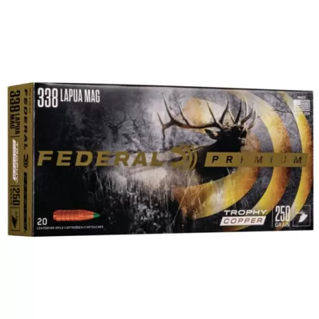 Federal Premium 250 gr Trophy Copper .338 Lapua Mag Ammo, 20/box - P338LTC1