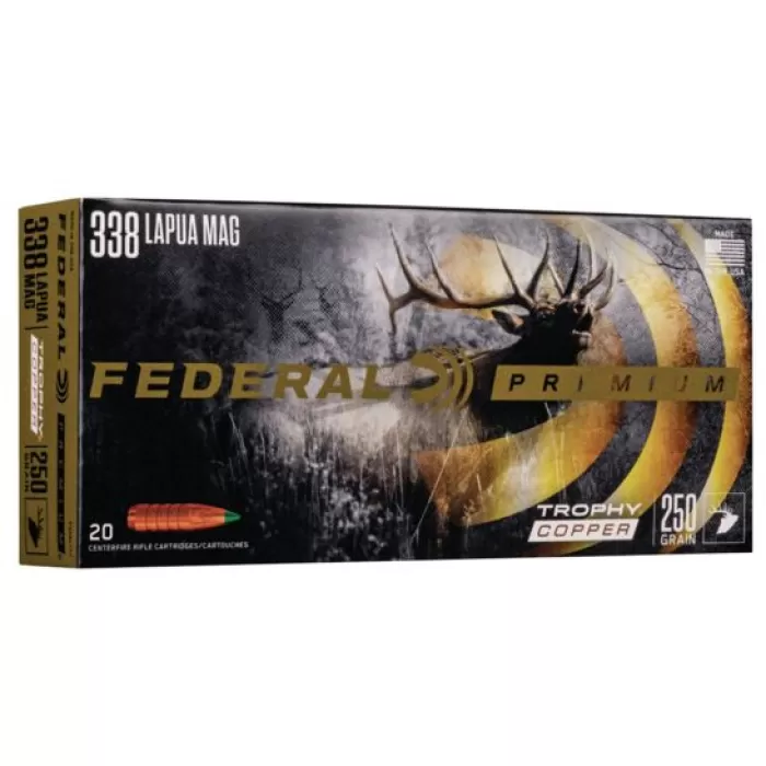 Federal Premium 250 gr Trophy Copper .338 Lapua Mag Ammo, 20/box - P338LTC1