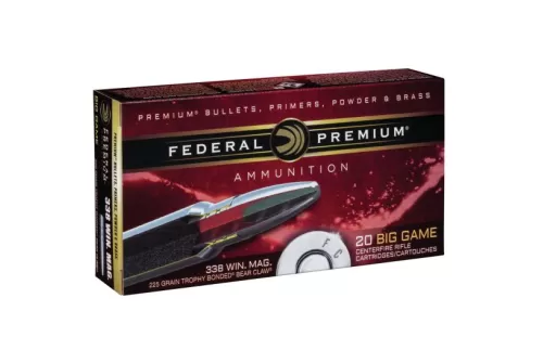 Federal Premium 225 gr Trophy Bonded Bear Claw .338 Win Mag Ammo, 20/box - P338T1