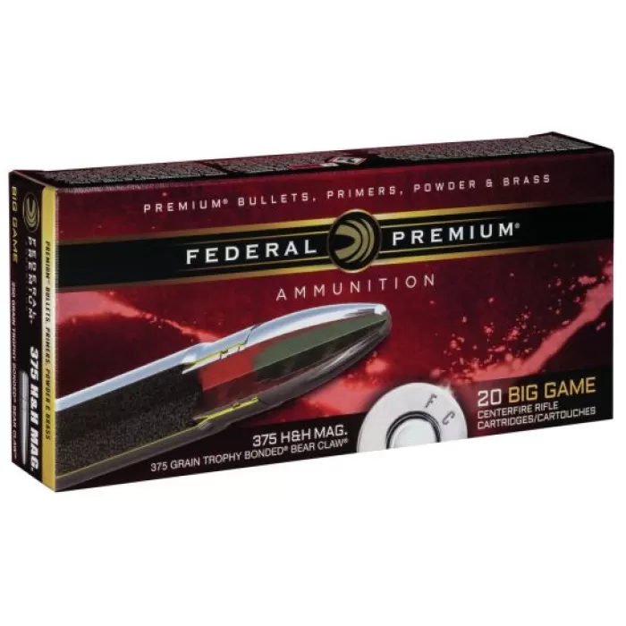 Federal Premium 250 gr Trophy Bonded Bear Claw .375 H&H Mag Ammo, 20/box - P375T4 Federal Premium 250 gr Trophy Bonded Bear Claw .375 H&H Mag Ammo, 20/box - P375T4