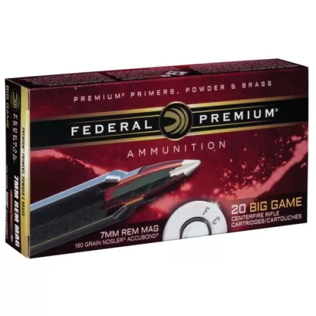 Federal P7RA1 Premium 7mm Rem Mag 160 gr Nosler Accubond (AB) 20 Bx