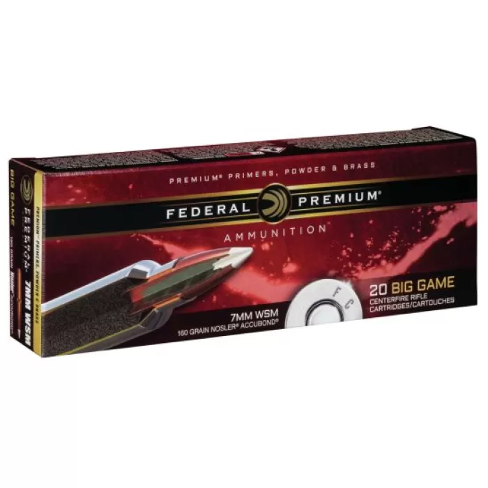 Federal Premium 160 gr Nosler AccuBond 7mm WSM Ammo, 20/box - P7WSMA1 Federal Premium 160 gr Nosler AccuBond 7mm WSM Ammo, 20/box - P7WSMA1