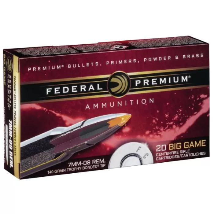 Federal Premium 140 gr Trophy Bonded Tip 7mm-08 Rem Ammo, 20/box - P708TT2