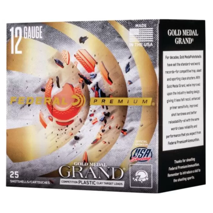 Federal Premium Gold Medal Grand Plastic 2.75" 12 Gauge Ammo 9, 25/box - GMT1199 Federal Premium Gold Medal Grand Plastic 2.75" 12 Gauge Ammo 9, 25/box - GMT1199