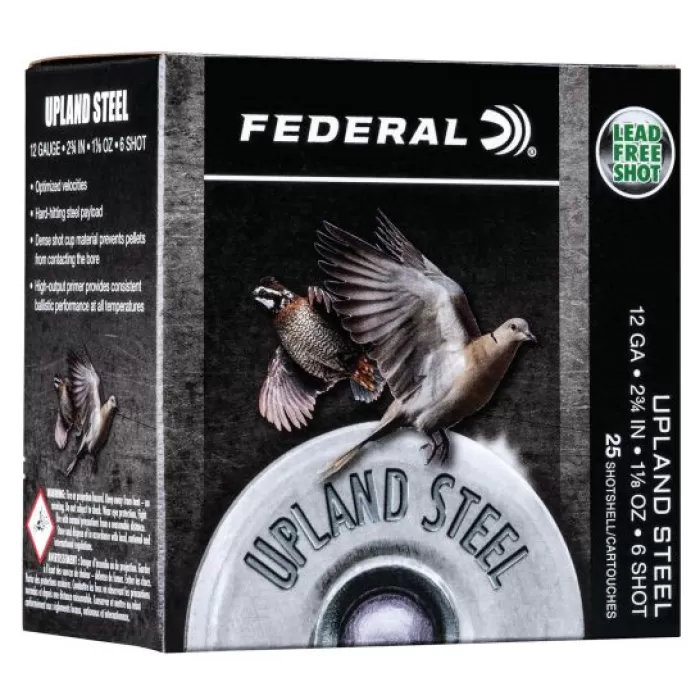 Federal Upland Steel 2.75" 12 Gauge Ammo 6, 25/box - USH12 6