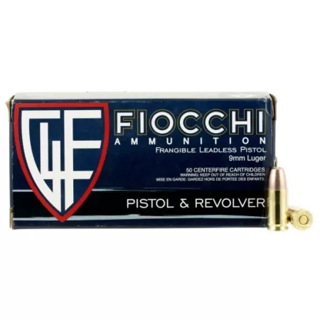 Fiocchi Shooting Dynamics Ammo Brass 9mm 50-Rounds 100 Grain Non-Tox Frangible